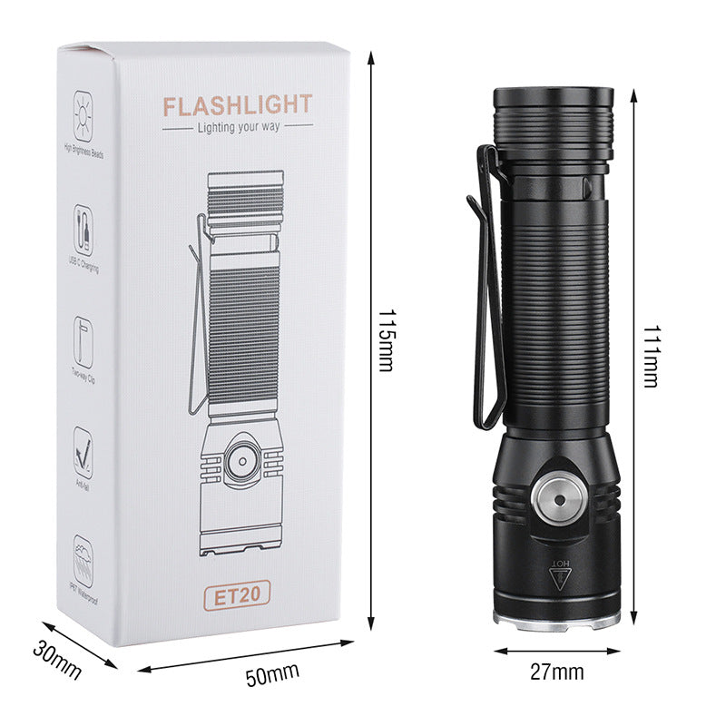 Cross-border new 2050 lumens EDC strong light flashlight outdoor convenient lighting emergency charging mini flashlight