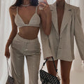 export hot seller: european and american ins style trendy casual suit set - blazer, underwear, and dress pants (3-piece set)