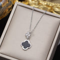 [titanium steel] micro-embedded four-leaf clover necklace and earrings set, high-end, accessible luxury, stylish, elegant earrings, clavicle chain jewelry