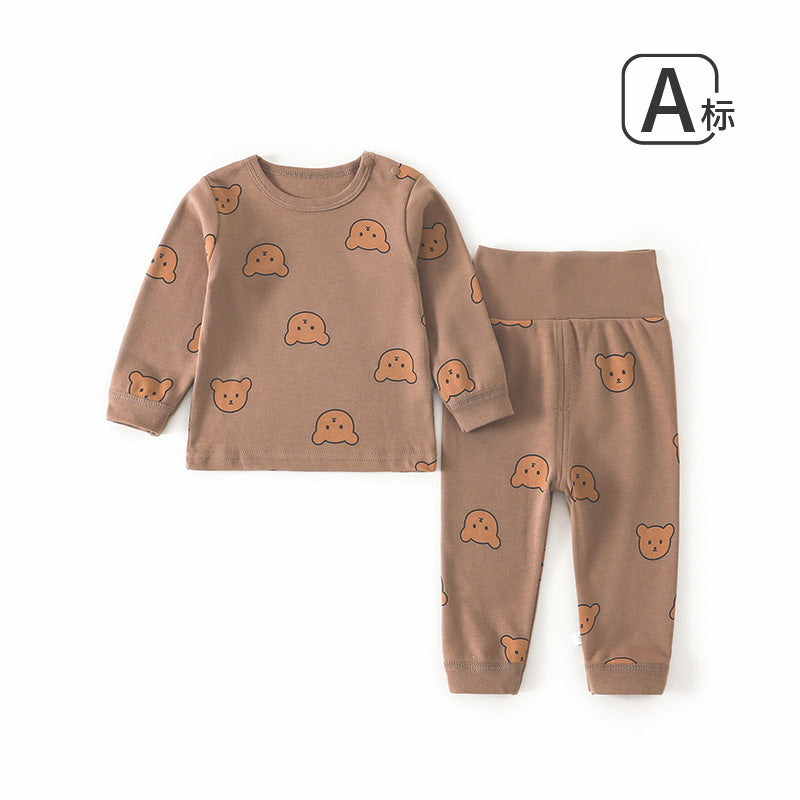 Baby intimates0~4 years old baby pajamas high waist belly protection spring & fall style boys and girls autumn clothes and long pants suit bottom