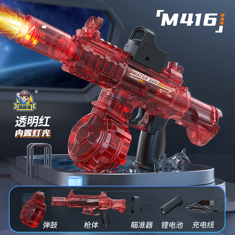 m416 electric burst water gun large capacity linkage reloading flash cool light outdoor toys for boys