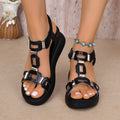 summer new arrival: plus size women's casual comfort metal buckle peep-toe soft sole sandals - wholesale