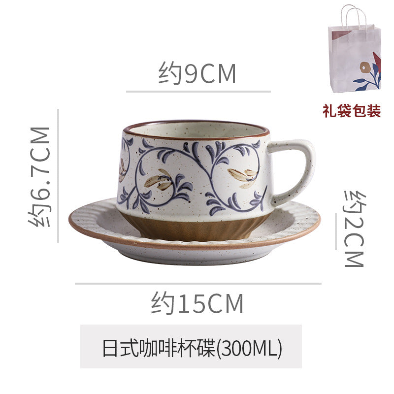 Classyretro coffee cup and saucer suit creative stoneware latte art cup for home high-end exquisite mug and saucer