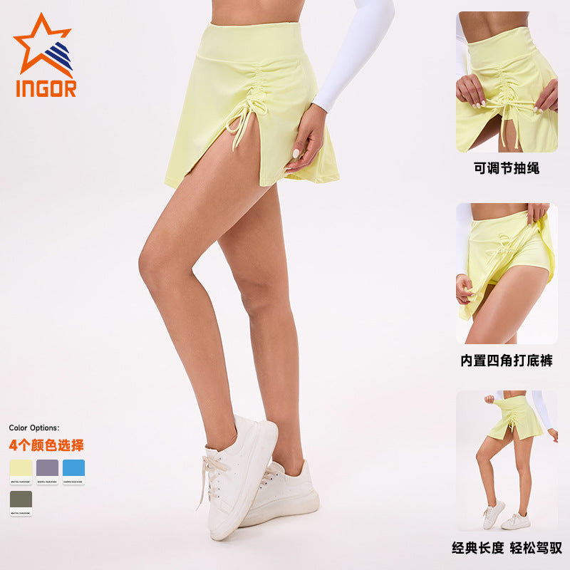 Summernew arrivalfashion tape two-piece high waist tennis skirt badminton golf breathable fitness half-length sports skirt