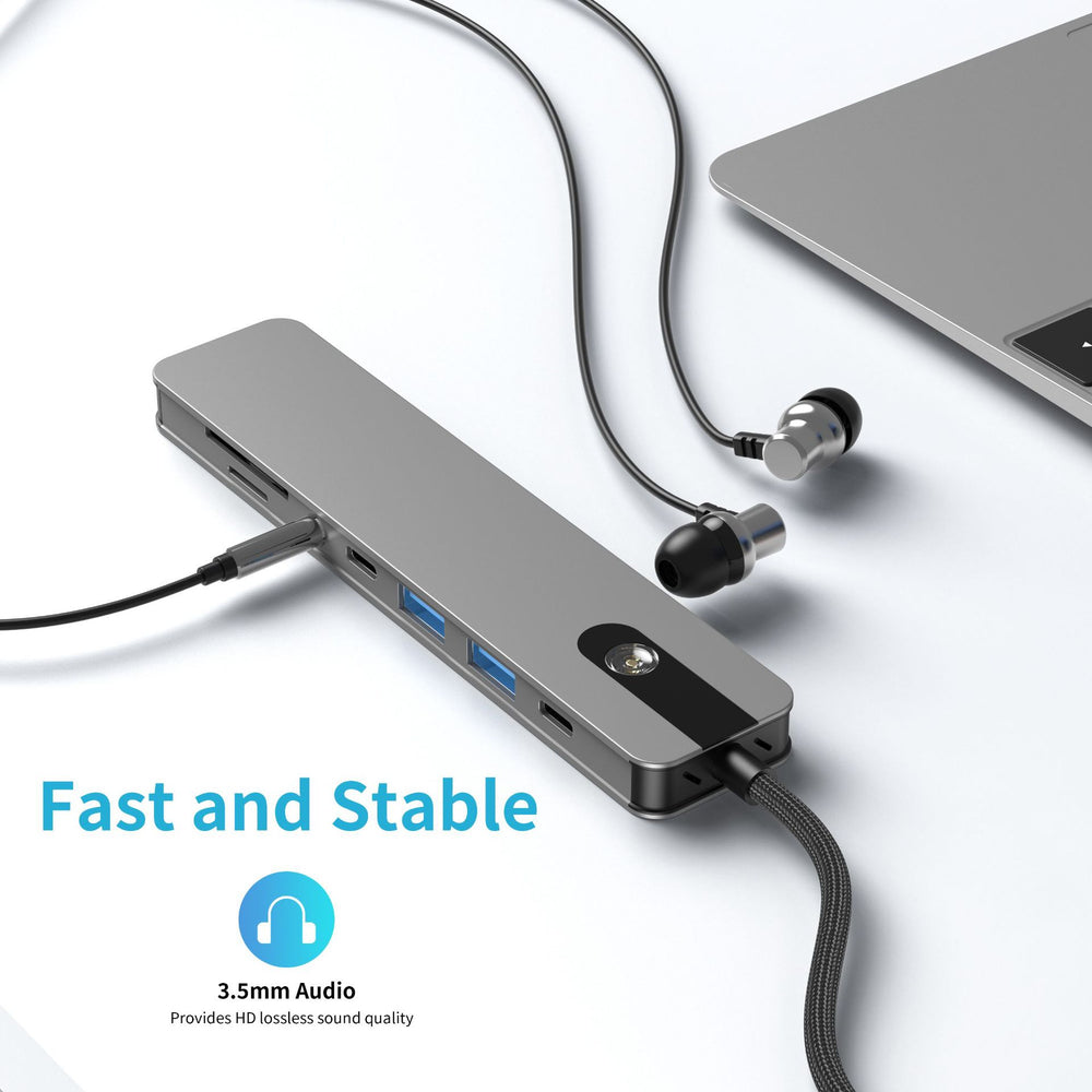 8-in-1 type-c docking station with 4k@60hz display, usb 3.1 hub, and multi-function converter