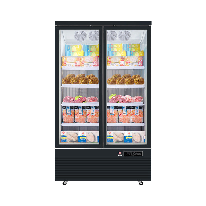 Qianxi vertical freezer frost-free low temperature display cabinet double door durian quick-frozen refrigerator supermarket freezer commercial freezer