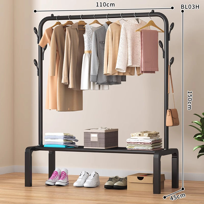 Clothes hanger floor-standing bedroom for home double-pole clothes drying rack clothes rack indoor clothes coat rack thickened balcony clothes pole
