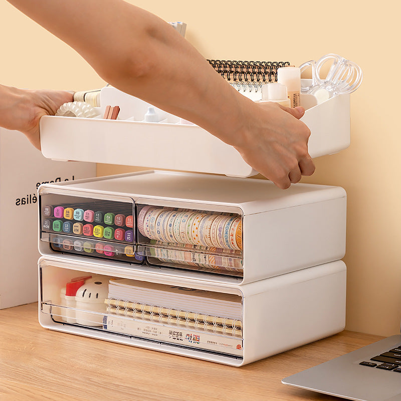 Japanese lipstick cosmetic storage box transparent desktop storage box drawer type book data cable stationery storage box