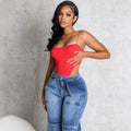European and american style denim straight-leg pants  cross-border fall and winter women's clothing fashion washed button patch high waist pants