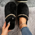 New instrendy baotou diamond strip fur slippers for women, home flatsheattech cotton slippers for women, wholesale cross-border slippers