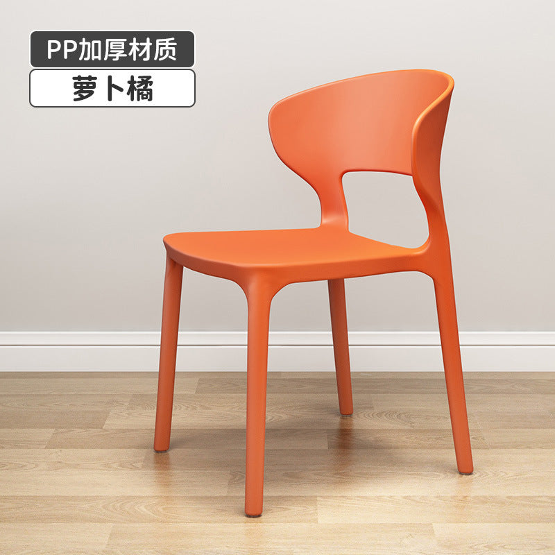 Influencer-approved horn chair - plastic chair for home, backrest dining chair, office study lazy chair, casual computer chair, training stool