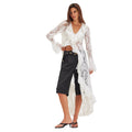 Amazon fashionnew arrivallace see-through sun protection long skirt cardigan bikini beach cover-up elegantelegance