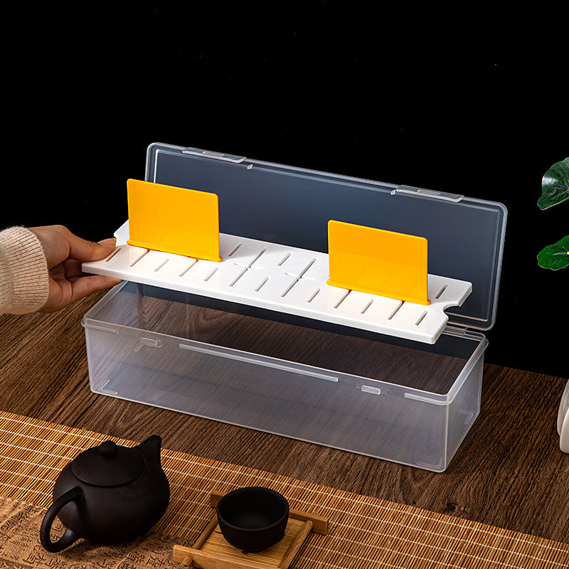 Plastic Kung Fu tea teacup tea set storage box with lid, dustproof and stackable multi-functional transparent desktop storage box
