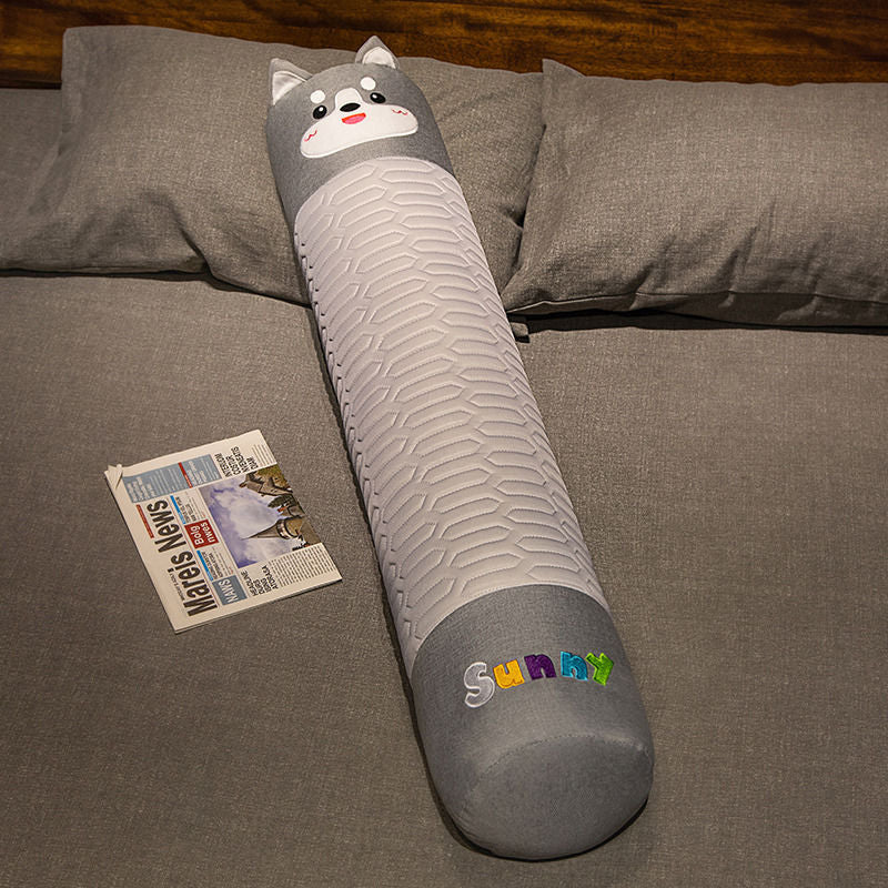 Linen mat long pillow summer cylindrical long pillow summer candy pillow bedside cushion leg pillow detachable