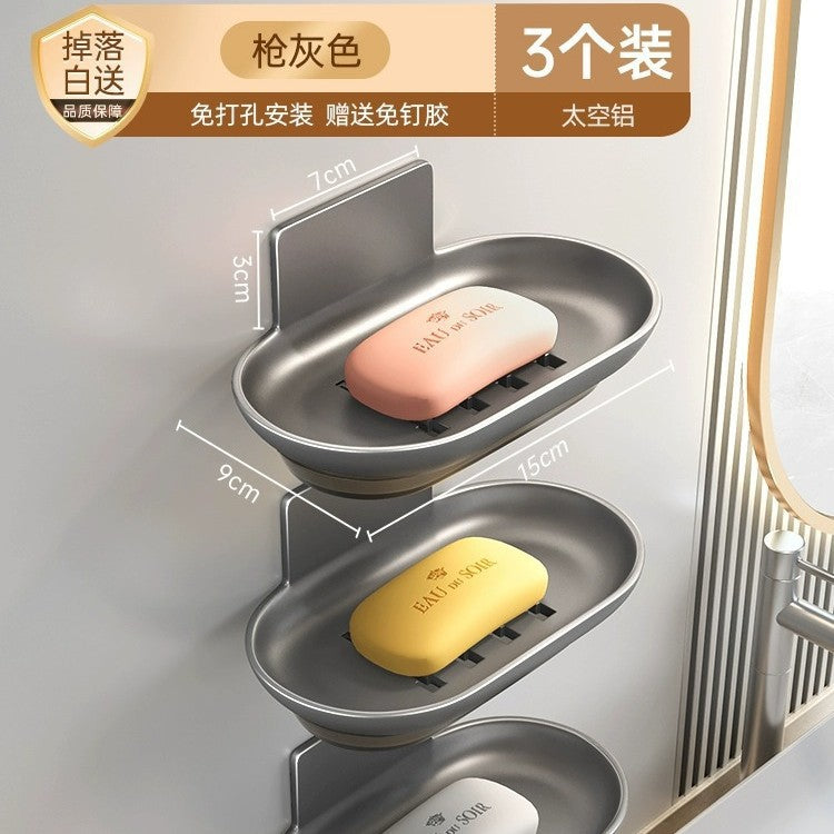 No punching Kitchen Bathroom Soap Box Soap Drain Space Household Toilet Thickened Soap Box Storage