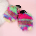 imitation fox fur slippers for women outwear2024fall and winternew arrivalcolor matchingheattech slippers flats toe-cap indoor slippers
