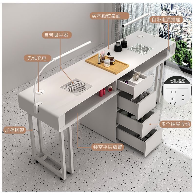 Widened 45cm nail table and chair set - special offer! economical single/double, light luxury, multi-functional, odorless, carbon steel with baked enamel finish