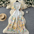 Frenchretro socialiteclassy sense of heavy industrycut out water-soluble lacedress women's waist slimming lookelegant long skirt