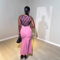 European and american cross-border women's fashion:  autumn new sleeveless round neck slim-fit patchwork long elegant dress