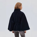 Ready-to-ship  european and american new autumn/winter long-sleeved wool blend shawl coat with tie closure