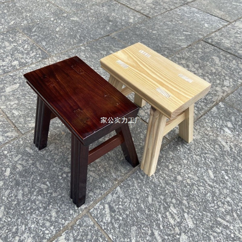 Bench Solid wood small wooden stool Durable household stool Children's low stool Thickened adult dance starting from one piece