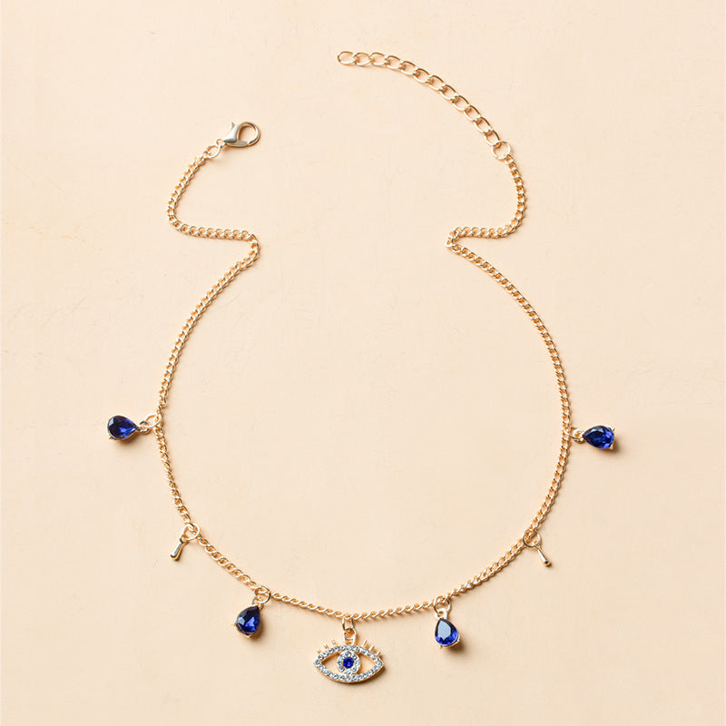 Wholesale devil's eye alloy necklace - european and american cross-border crystal eye jewelry - summer gold-plated european and american style pendant for women