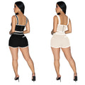 C6966 cross-border   independent station fashion women's solid color camisole and shorts two-piece set