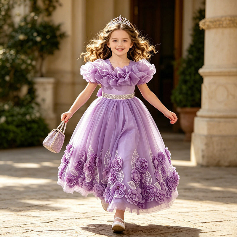 Girl dressexportgirl dress mesh birthday princess dress kids flower tutu dress flower girl wedding dress