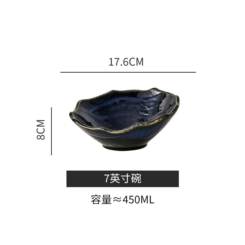 Salmon sashimi ice plate high-end ceramic seafood platter buffet plate sashimi plate japanese cuisine tableware