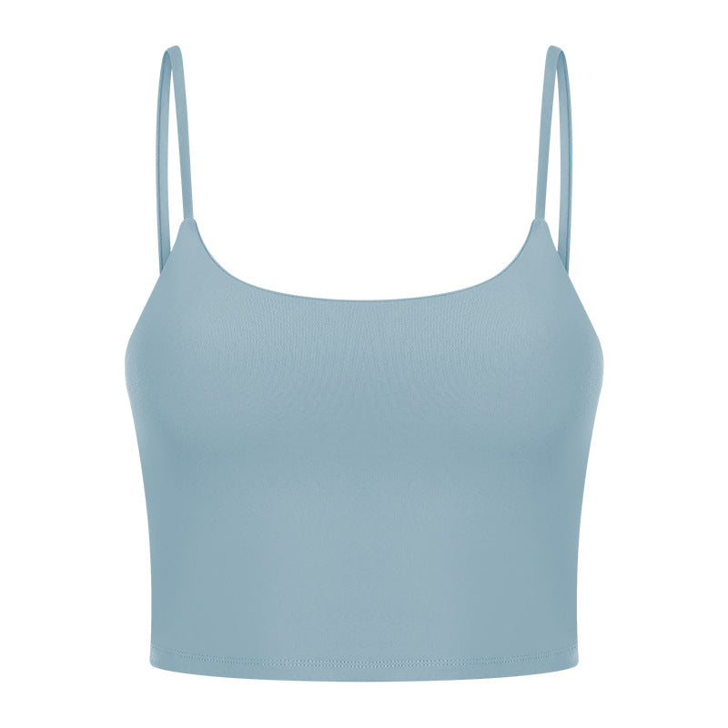 New women's sports yoga tank top with built-in bra pads, sexy spaghetti strap racerback fitness top, yoga camisole c5238