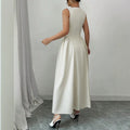 french chic sleeveless tank top women's summer new arrival ruched waist design minimalist versatile maxi dress