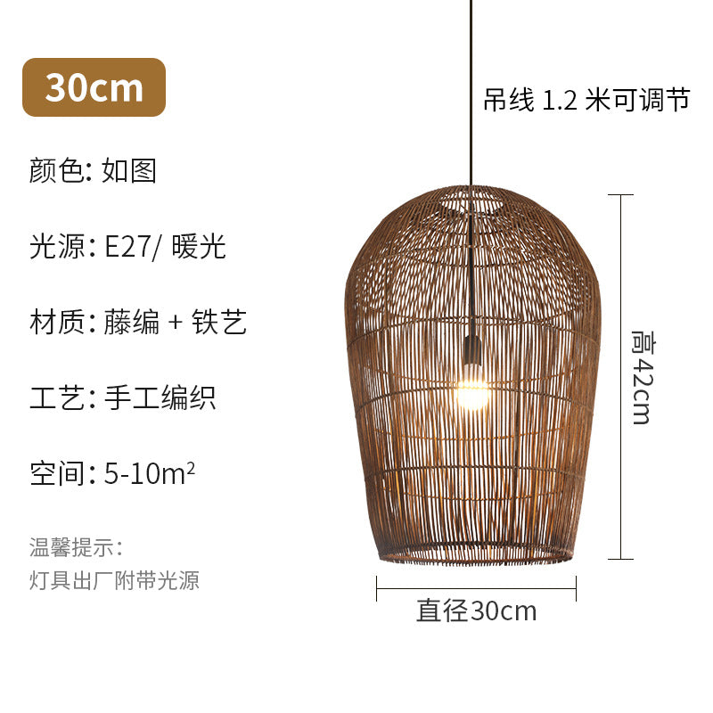 Wabi Silent Wind Retro Rattan Chandelier Personality Japanese Living Room Bedroom Restaurant Homestay Tea Room Bar Designer Lighting