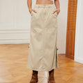 European and american cross-border trade women's summer new  independent station washed elastic waist drawstring denim midi skirt