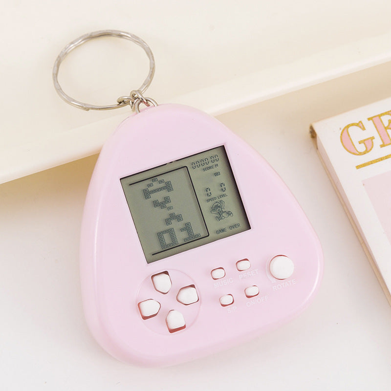 tetris game console - mini triangle handheld arcade game toy keychain charm