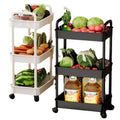Mobile rolling cart organizer - floor standing kitchen & bathroom storage rack with wheels - multi-tier storage for bedroom & living room