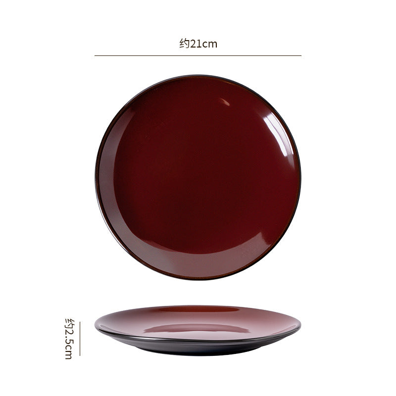 Retro high-looking ceramic stylish dessert plate shallow plate restaurant hotel cooking plate steak western food plate snack plate