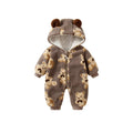 Multi-color baby romper -  autumn/winter collection - thickened winter style - hooded zip-up long sleeve onesie for infants and toddlers