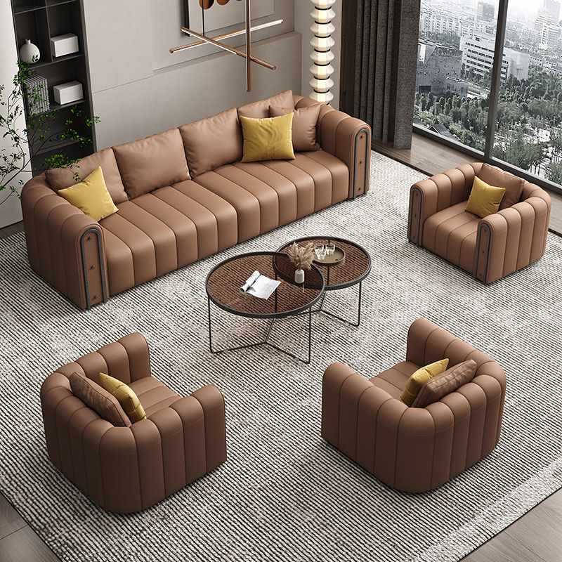 Nordic business lounge sofa and coffee table set - ideal for hotel lobbies, clubs, and reception areas - straight-row negotiation sofa table and chairs