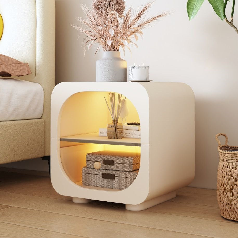 Cream style bedside table frenchaccessible luxury bedroom modern casualpopularins wabi-sabi bedside storage cabinet