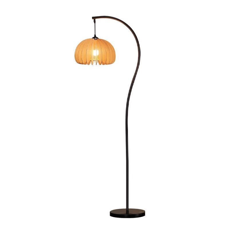 Used floor lamp living room sofa next to casual bedroom atmosphere retro wabi-sabi style corner pumpkin floor lamp