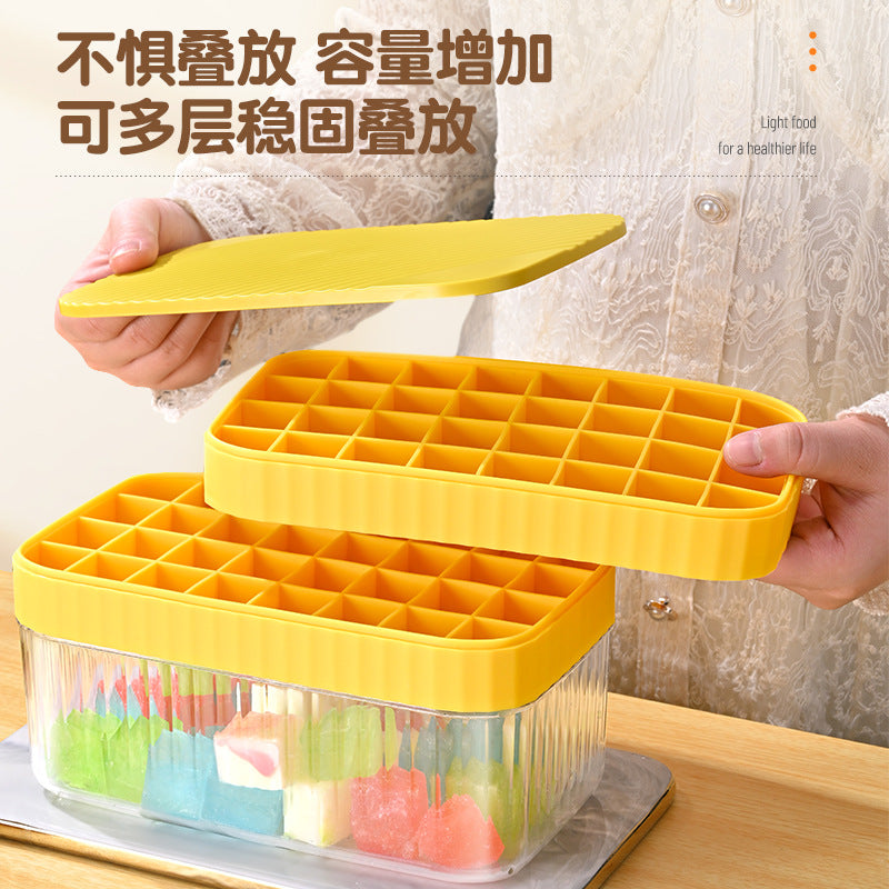 Ice cube ice box mold ice grid food grade soft silicone household large-capacity storage box frozen ice cream ice making artifact