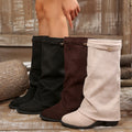 autum suede retroexport mid-heeled trouser boots new arrivalplus size metal buckle pointed thick heel boots for women