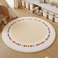 Cartoon faux cashmere round rug - perfect for bedroom bedside, study reading nook, cooling foot mat, living room sofa, or coffee table