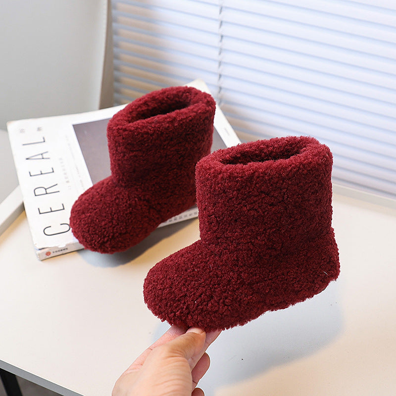 Girls' snow boots: new korean style for winter  - fuzzy, plush-lined, warm cotton shoes for little girls