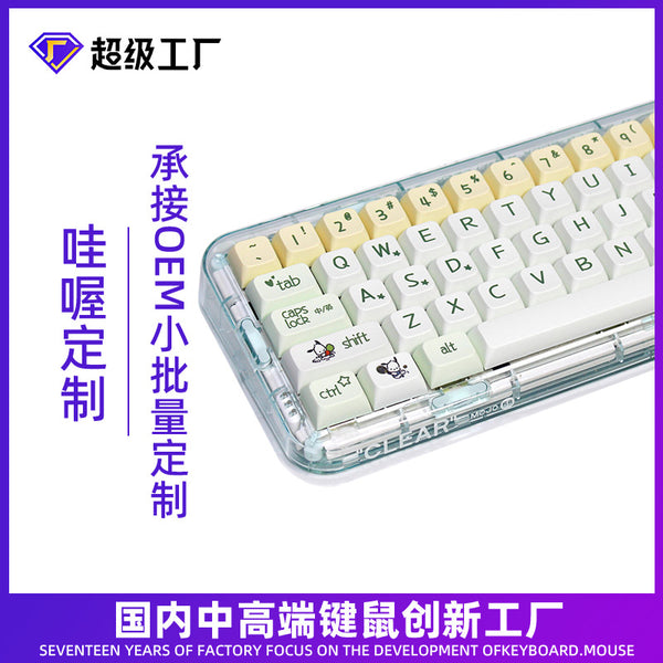 XDA High Pacha Dog Theme Pattern Yellow-Green Keycaps Sublimation Mechanical Keyboard Caps Small Full Set of PBT Keycaps