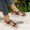 Exportplus sizenew arrival one-word metal buckle thick sole sandals women's cross-border open toe lightweight beach sandals  wholesale
