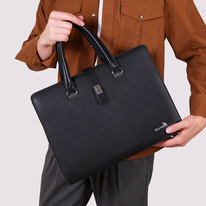 Spring new models, men's hand carry business commuting fashion high value large capacity handbag messenger bag file bag