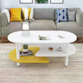 Scandinavian coffee table small apartment living room economical casual modern table creative balcony oval tea table double layer