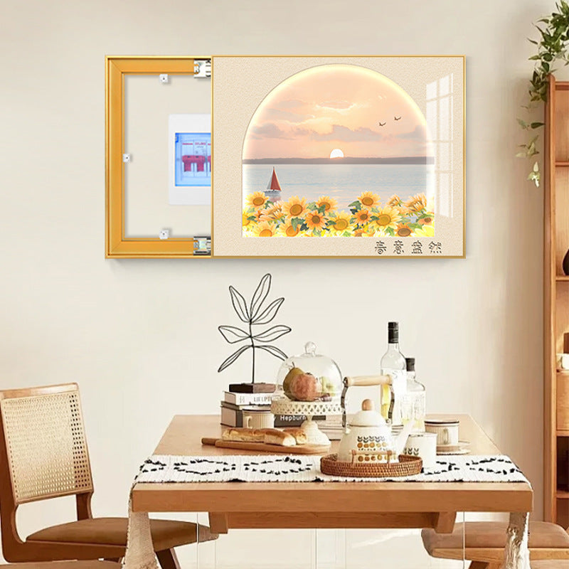 Cream wind meter box decorative painting multimedia distribution box non-punching mural weak electric box switch box blocking hanging painting