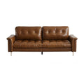Double french straight leather sofa scandinavianretrofor home living room brown nebula longjiang sofa small apartment